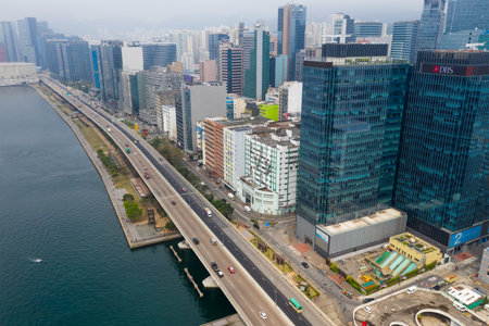 Kwun Tong, Hong Kong 27 December 2019: Aerial view of Hong Kong cityのeditorial素材