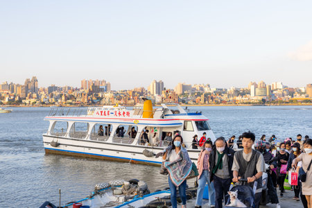 Tamsui, Taiwan 10 March 2023: Ferry pier in Tamui of Taiwanのeditorial素材