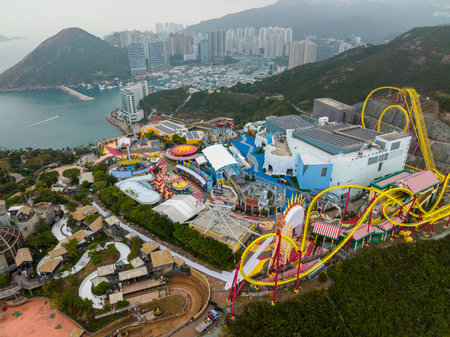 Hong Kong, 18 January 2022: Top view of Hong Kong Ocean parkの写真素材