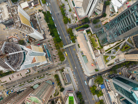 Shenzhen, China, 05 February 2022: Top view of shenzhen futian district