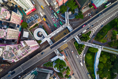 Mong Kok, Hong Kong 22 September 2019: Top down view of Hong Kong cityのeditorial素材