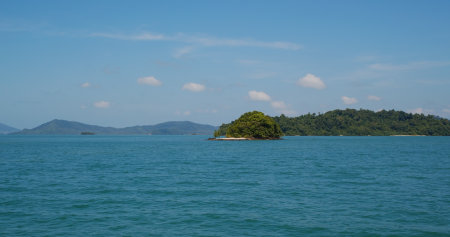Silent sea mountain and sky