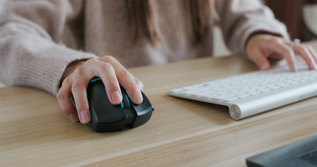 Type on keyboard at homeの写真素材