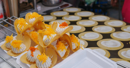 Thailand street market at nightの写真素材