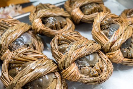 Fresh raw Chinese mitten crabの写真素材