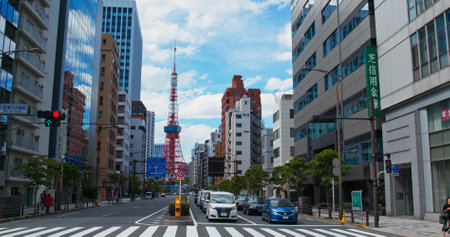 Tokyo, Japan 26 June 2019: Tokyo tower in the cityのeditorial素材