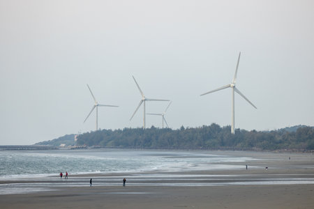 Wind turbine in Hsinchu of Taiwanの写真素材