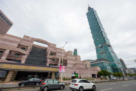 Taipei, Taiwan 14 October 2023: Taipei city landmark in xinyi district