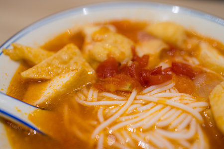 Rice vermicelli with tomato soup