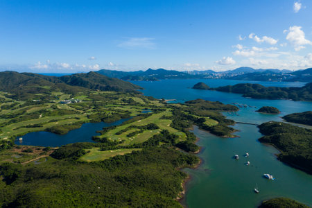 Drone fly over the islandの写真素材