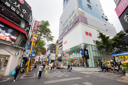 Taipei, Taiwan 13 September 2023: Taipei City street in Ximending