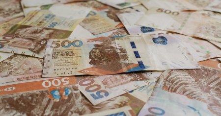 Stack of Hong Kong banknote, five hundred dollars