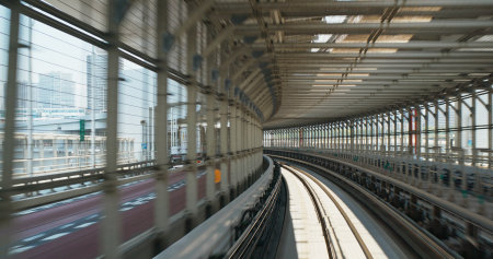 Tokyo, Japan 07 July 2019: Yurikamome Transit System in Odaiba of Japanのeditorial素材