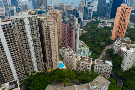 Central, Hong Kong 24 September 2020: Top view of Hong Kong cityのeditorial素材