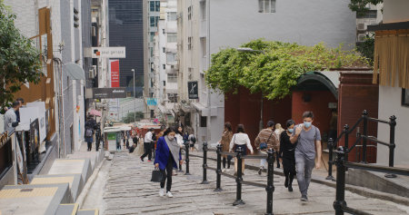 Central, Hong Kong 09 February 2021: Pottinger Street in Hong Kongのeditorial素材