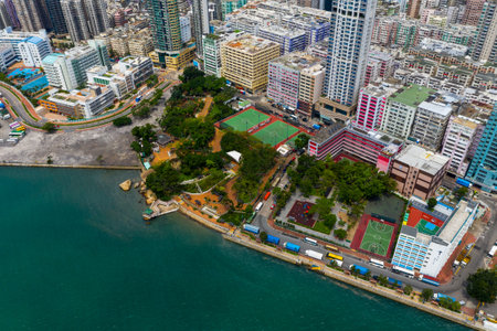 Hung Hom, Hong Kong 12 May 2019: Aerial view of Hong Kong cityのeditorial素材