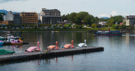 Beautiful Yamanakako city in Japanのeditorial素材