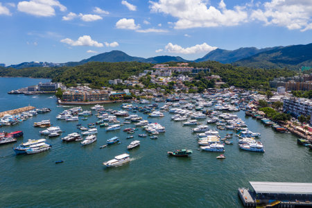 Sai Kung, Hong Kong 25 July 2020: Top view of Hong Kong sai kungのeditorial素材