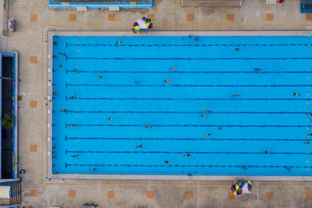 Top view of swimming poolのeditorial素材
