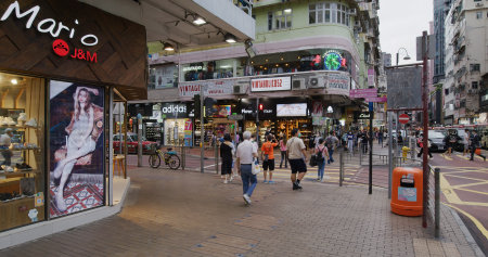 Mong Kok, Hong Kong 30 January 2021: Walking in the streetのeditorial素材