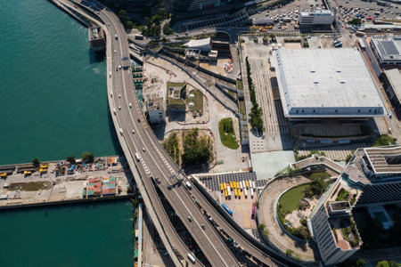 Hung Hom, Hong Kong 22 July 2021: Top view of Hung Hom coliseumのeditorial素材