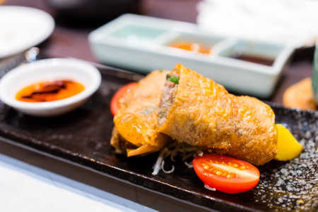 Deep fry tofu skin with meat insideの写真素材