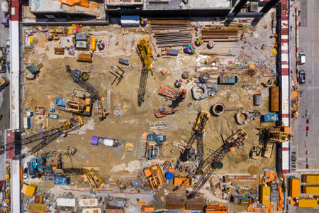 Kai Tak, Hong Kong 20 July 2020: Top view of construction site