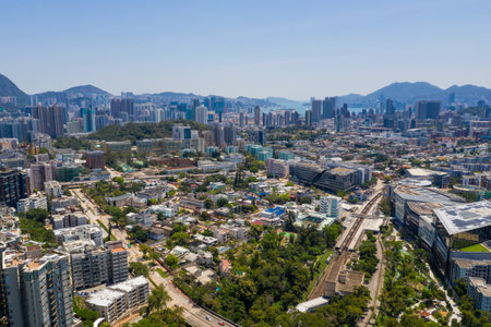 Kowloon Tong, Hong Kong 12 April 2020: Top view of Hong Kong cityのeditorial素材