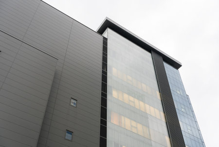 Office building architecture facade from below