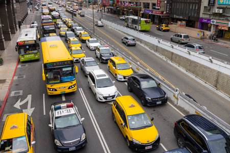 Taipei, Taiwan 05 February 2024: Taipei city trafficの写真素材