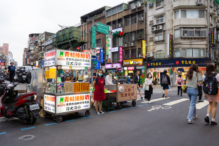 Taipei, Taiwan 12 May 2023: Local vendor store on the street in Taipei city