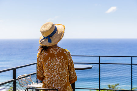Woman enjoy the sea view on lookout