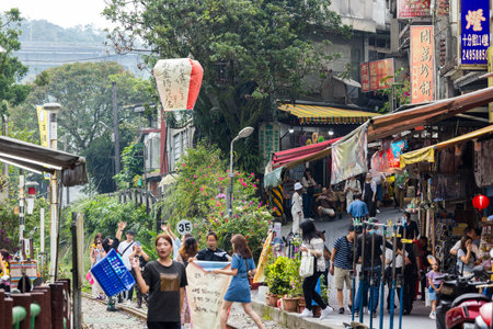 Taipei, Taiwan 20 October 2023: Shihfen Old Street in Taipei city
