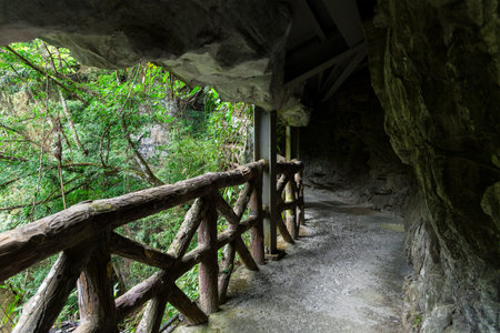Hiking trail in Xiao Wulai in Taoyuan Tourism of Taiwanの写真素材