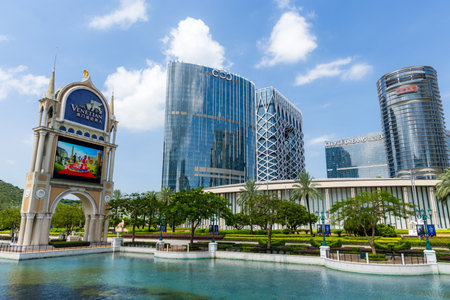 Macau 29 June 2023: Macau hotel in the city downtown at Taipaのeditorial素材