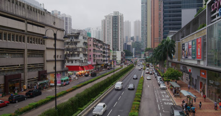 Tsuen Wan, Hong Kong 03 May 2021: Hong Kong city streetの写真素材
