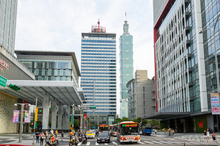 Taiwan 13 June 2023: Taipei xinyi district, Taipei commercial centerのeditorial素材