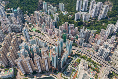 Aerial view of Hong Kong cityの写真素材