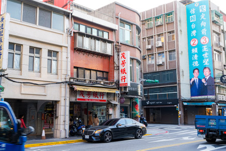 Taipei, Taiwan 25 November 2023: Taipei old street in downtown cityのeditorial素材