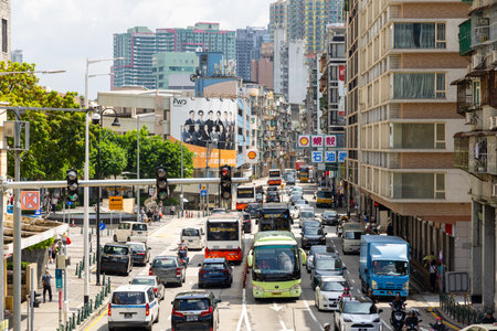 Macau, 30 June 2023: Macau local street in the cityのeditorial素材