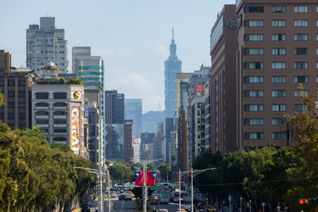 Taipei, Taiwan 02 January 2024: Taipei city landmarkのeditorial素材