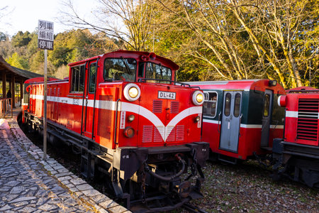 Chiayi, Taiwan 10 February 2023: Dueigaoyue Station at Alishan national forest recreation area