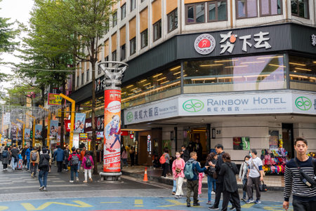 Taipei, Taiwan 28 December 2023: Taipei city street in Ximen districtのeditorial素材