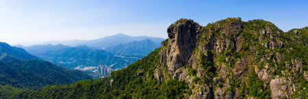 Lion rock mountain in Hong Kongの写真素材