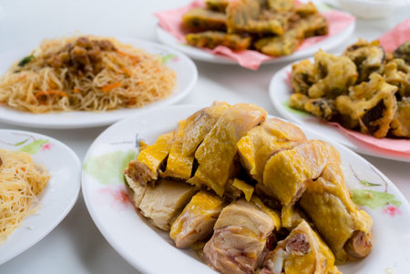 Traditional Taiwanese cuisine steamed chicken dishの写真素材