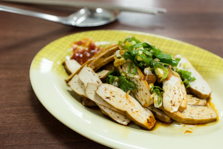 Taiwanese soy braised tofu in restaurantの写真素材