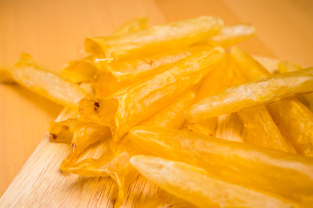 Dry swim bladder of a fishの写真素材