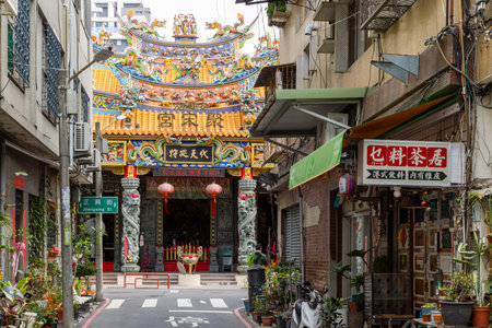 Tainan, Taiwan 21 February 2022: Traditional Taiwan templeの写真素材