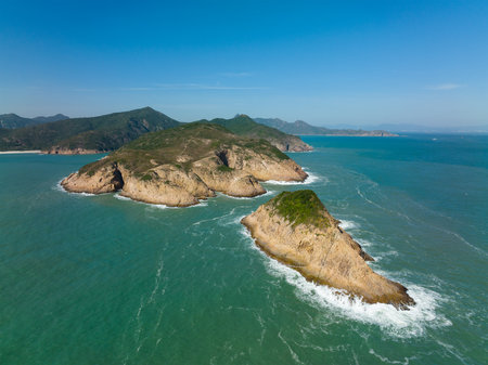 Top view of Sai Kung Po Pin Chauの写真素材
