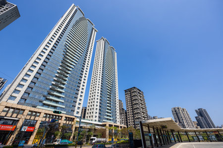 New Taipei, Taiwan 07 March 2023: Residential district in Taiwanの写真素材